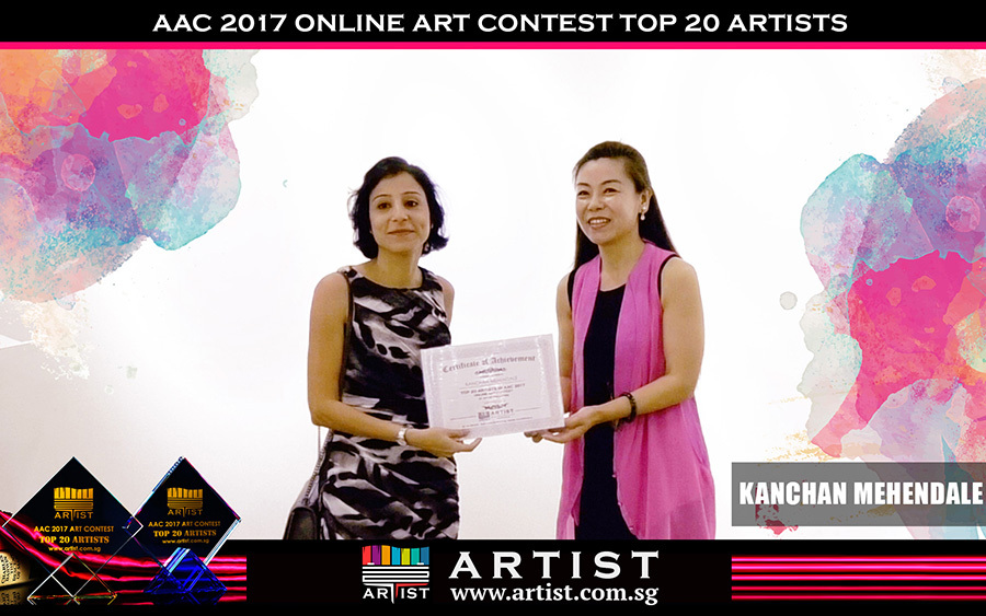  Chief Editor of Artist Singapore Zou Lu present the awards to the Top 20 contest winners