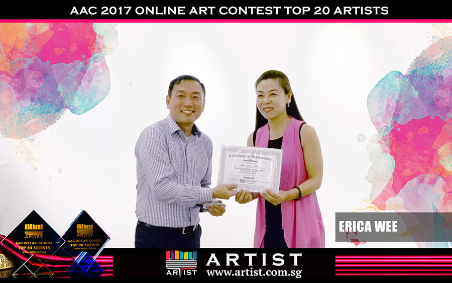  Chief Editor of Artist Singapore Zou Lu present the awards to the Top 20 contest winners