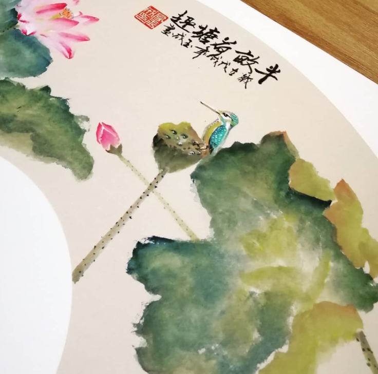 Chinese painting lotus by Steven Fang Yucheng