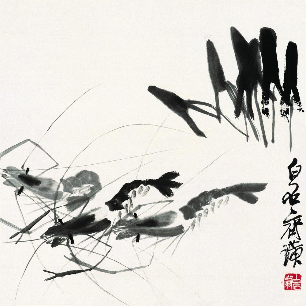 Chinese Painting Qi Bai Shi Shrimp