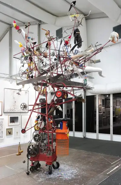Michael Landy’s Credit Card Destroying Machine, 2010, mixed media, 236 1/4 by 118 1/8 by 118 1/8 inches, at Frieze London.