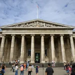 LONDON, ENGLAND - AUGUST 23: The exterior of the British Museum on August 23, 2023, in London, England. British Museum officials launched an investigation into the theft of artefacts after discovering that stolen items, comprising gold jewelry, semiprecious stones, and glass valued at up to £50,000, were being offered on eBay for as little as £40.  (Photo Leon Neal/Getty Images)