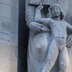 The aftermath of the damaged sculpture entitled 