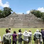 CHIQUIBUL, BELIZE - MARCH 21: A general view of the media as Prince William, Duke of Cambridge and Catherine, Duchess of Cambridge visit Caracol Mayan archaeological site in the Chiquibul Forest on the third day of a Platinum Jubilee Royal Tour to the Caribbean on March 21, 2022 in Chiquibul, Belize. The Royal couple are on the first leg of a Caribbean Tour that takes in Belize, Jamaica and The Bahamas.  (Photo by Chris Jackson/Getty Images)