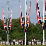 Tourists outside Buckingham Palace in St James